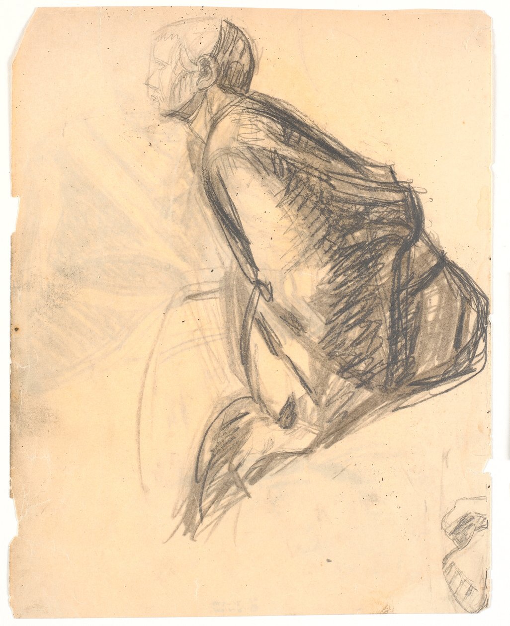 Estudo de figura para o quadro "Maria unge os pés de Cristo", 1907. Apóstolo n.º 3 h. na foto de Niels Larsen Stevns
