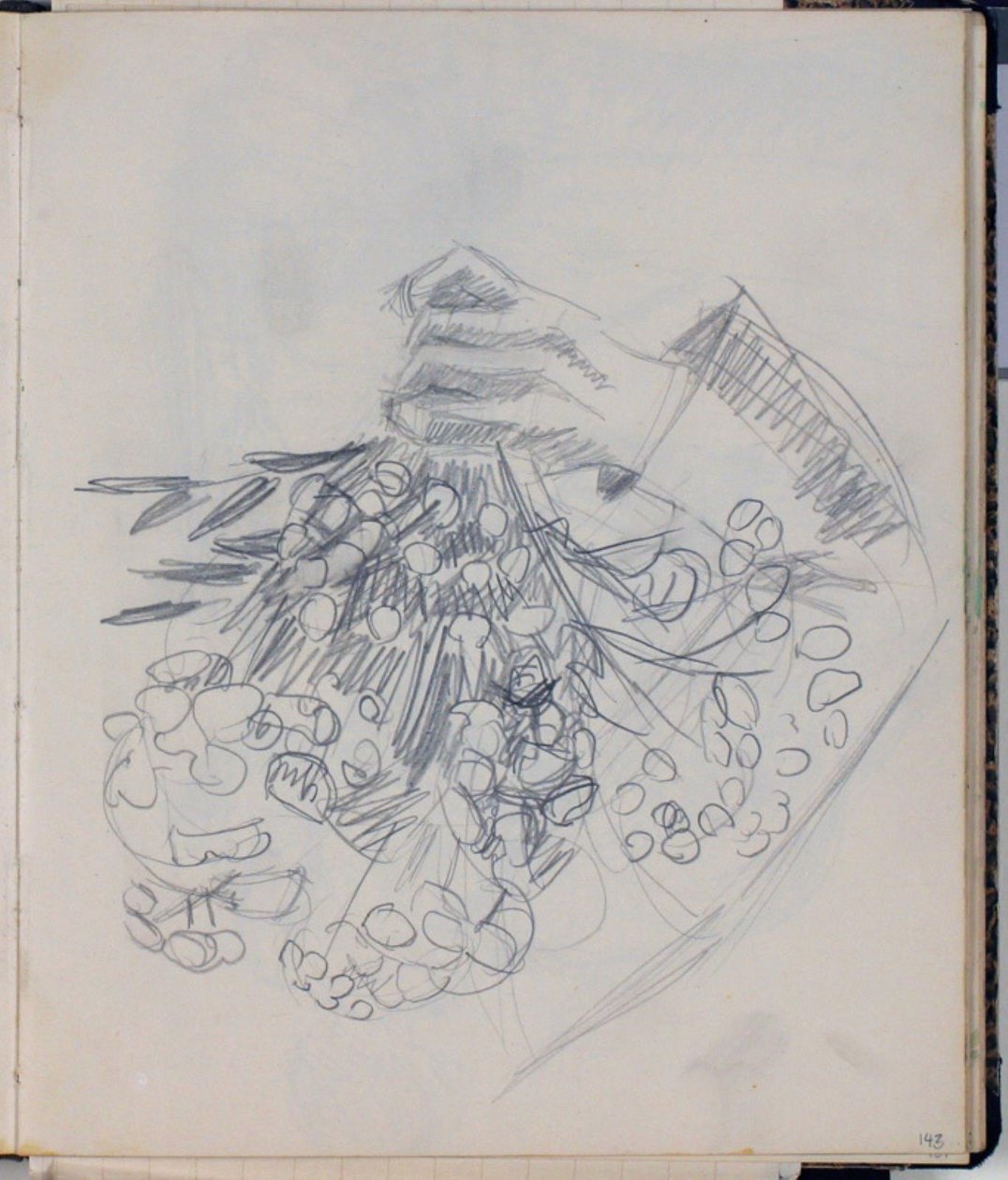 O braço direito de H. C. Andersen. Esboço para "Prado por Nysø" (Odense) de Niels Larsen Stevns