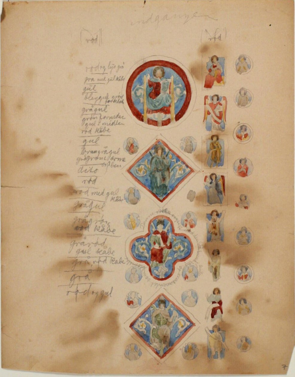 Cópias de mosaicos cristãos primitivos, bem como notas sobre as cores de Niels Larsen Stevns