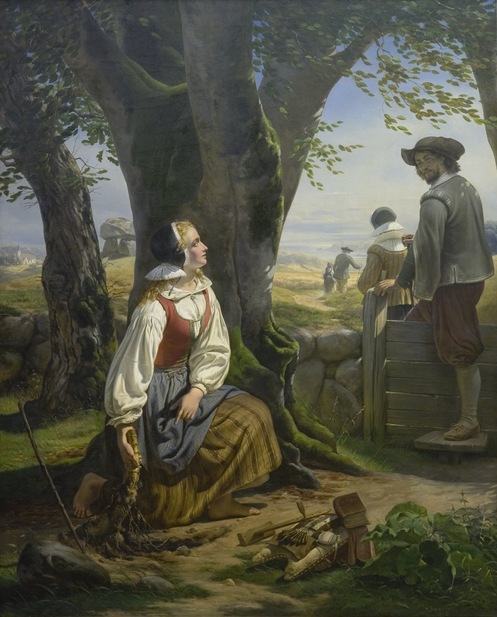 Kirsten Svendsdatter encontra o Chifre de Ouro em Gallehus em 20 de julho de 1639 de Niels Simonsen