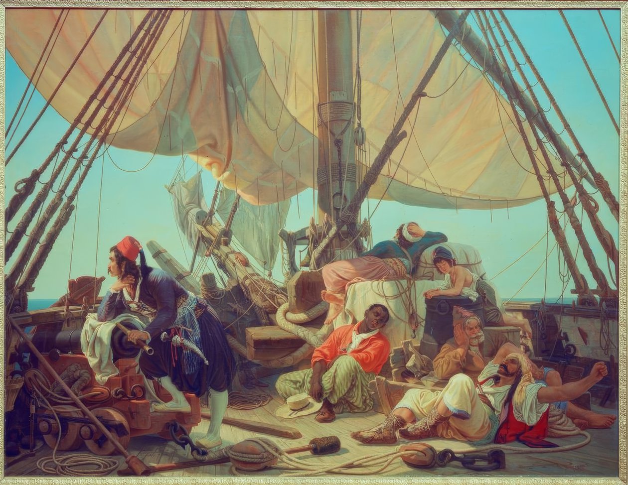 Piratas no telhado de seu navio de Niels Simonsen