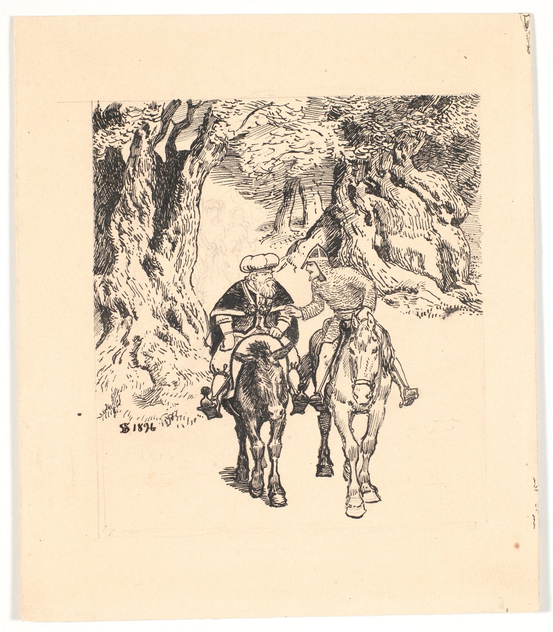 Passeio a cavalo de Gane e Blancandrin de Niels Skovgaard