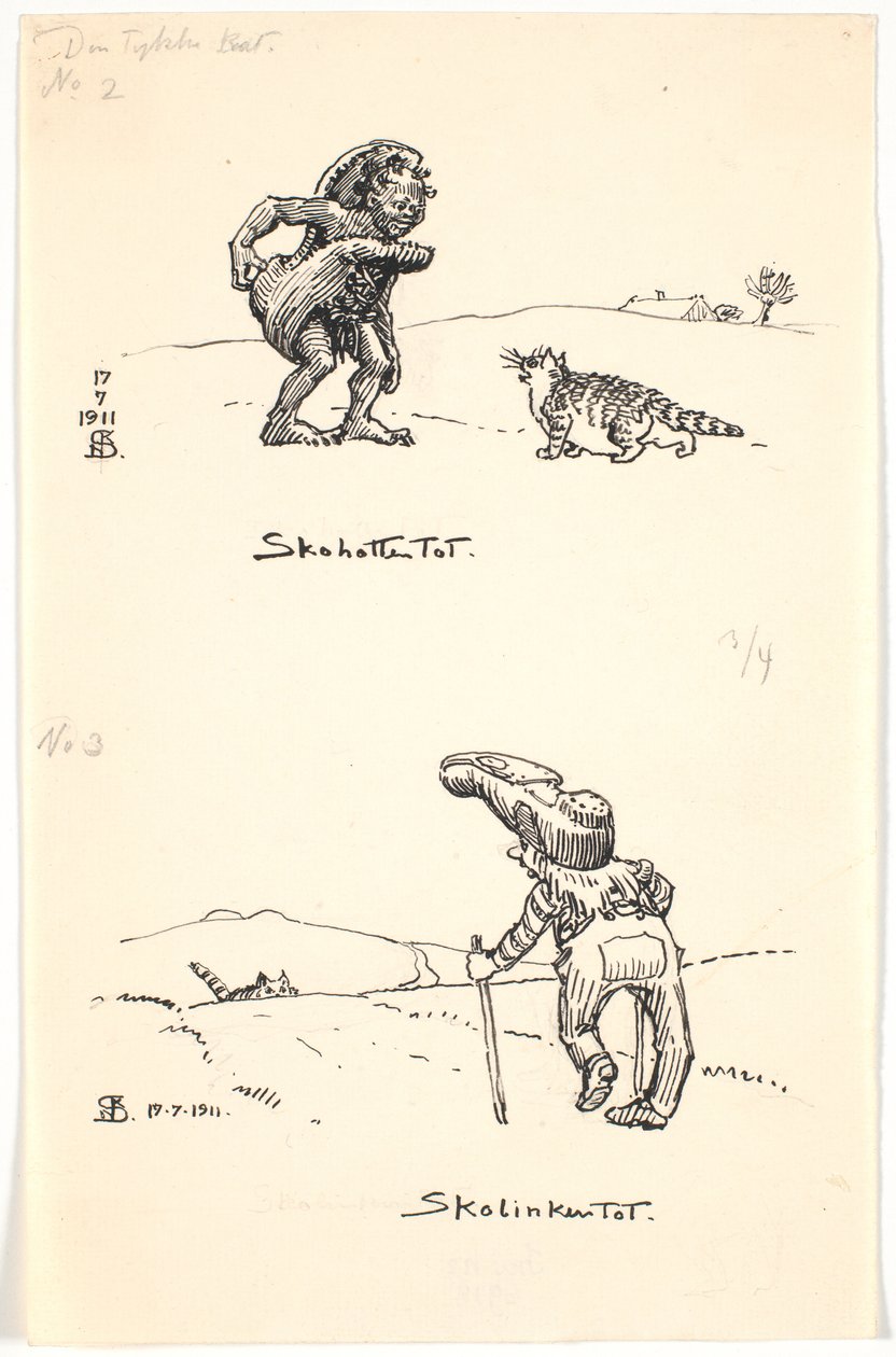 Dois rascunhos de "The Fat Cat" de Niels Skovgaard