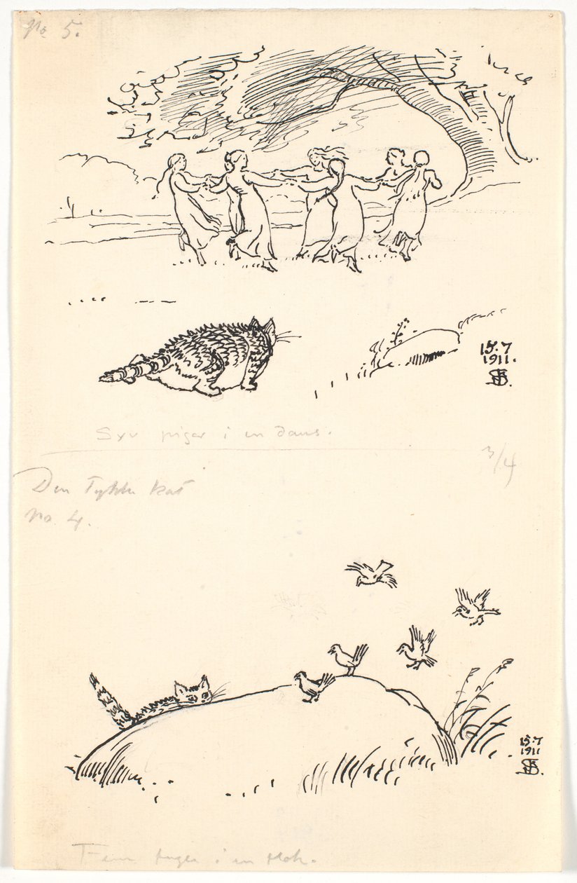 Dois rascunhos de "The Fat Cat" de Niels Skovgaard
