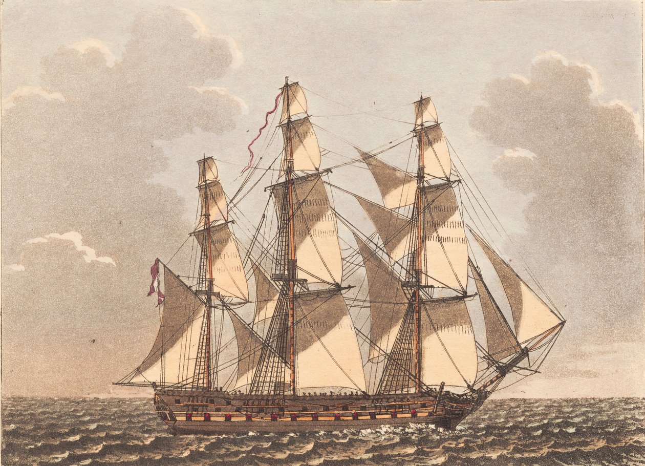 Um navio Orlog dinamarquês, para ser visto a barlavento com um vento lateral de Niels Truslew