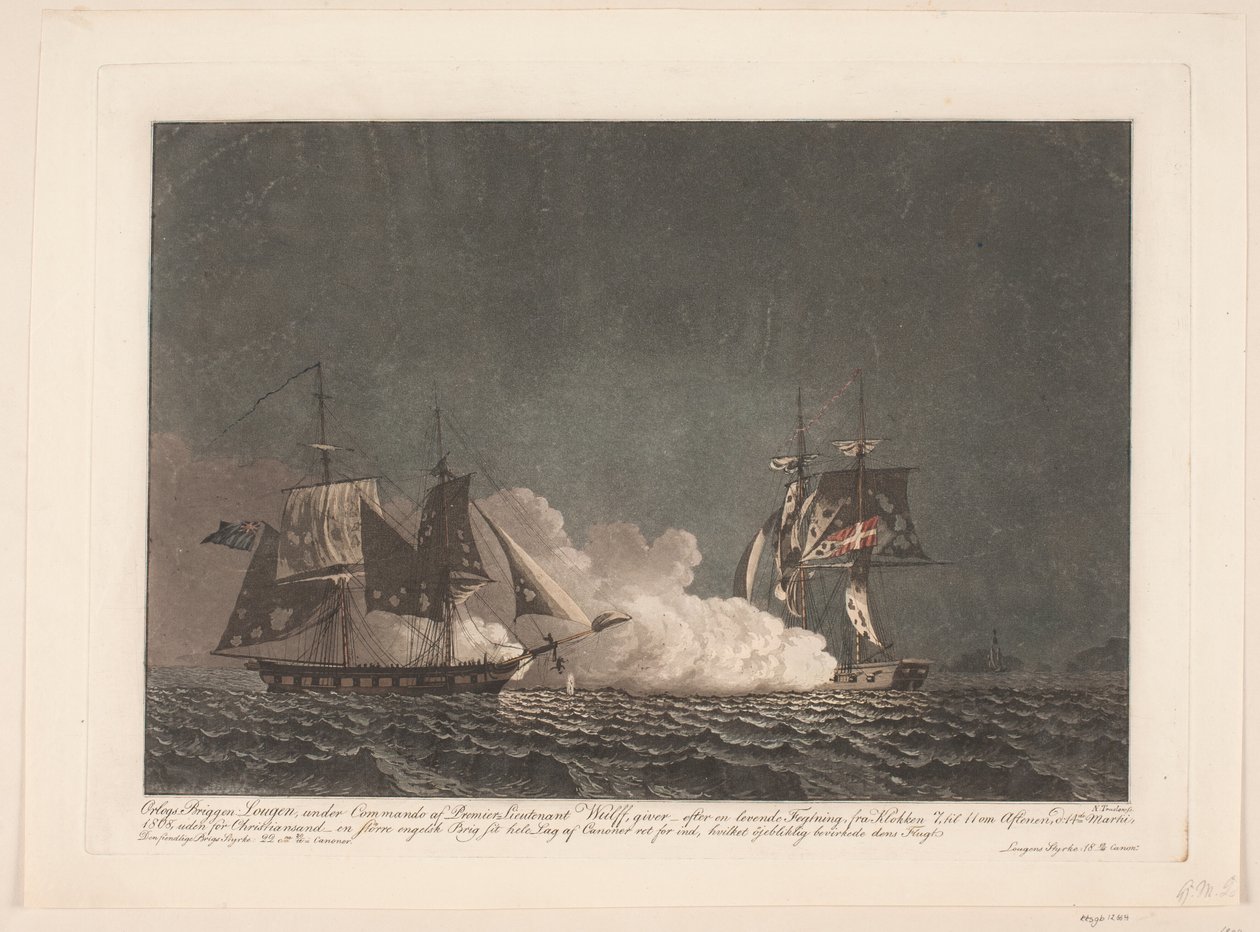 A batalha entre o brigue Lougen e um brigue inglês, 14 de março de 1808 de Niels Truslew