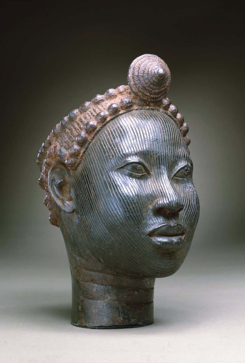Cabeça coroada de um Oni, Ife, do século XII ao XV (latão de zinco) de Nigerian