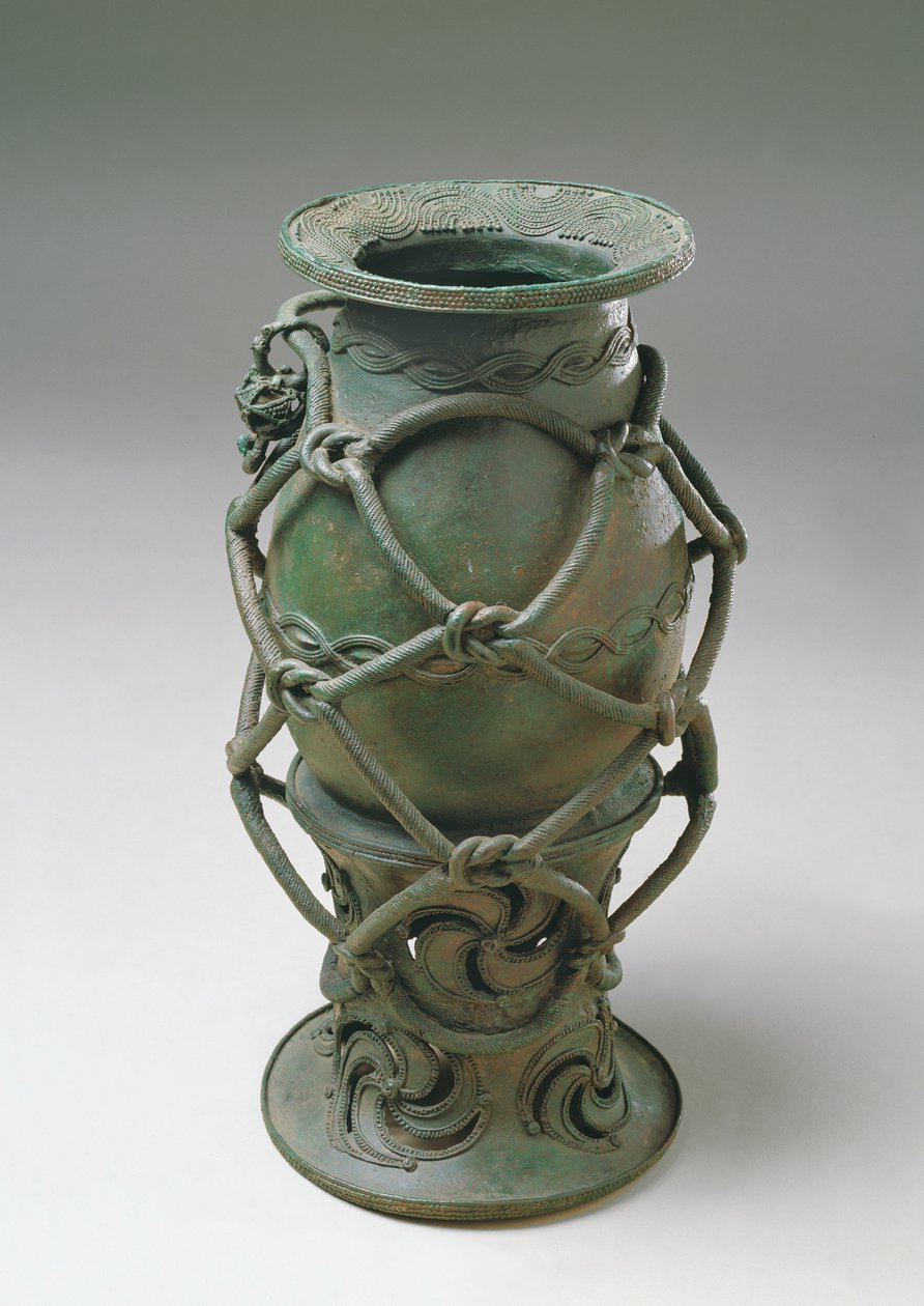 Pote de cordas, do século 9 a 10 de Igbo-Ukwu (bronze com chumbo) de Nigerian