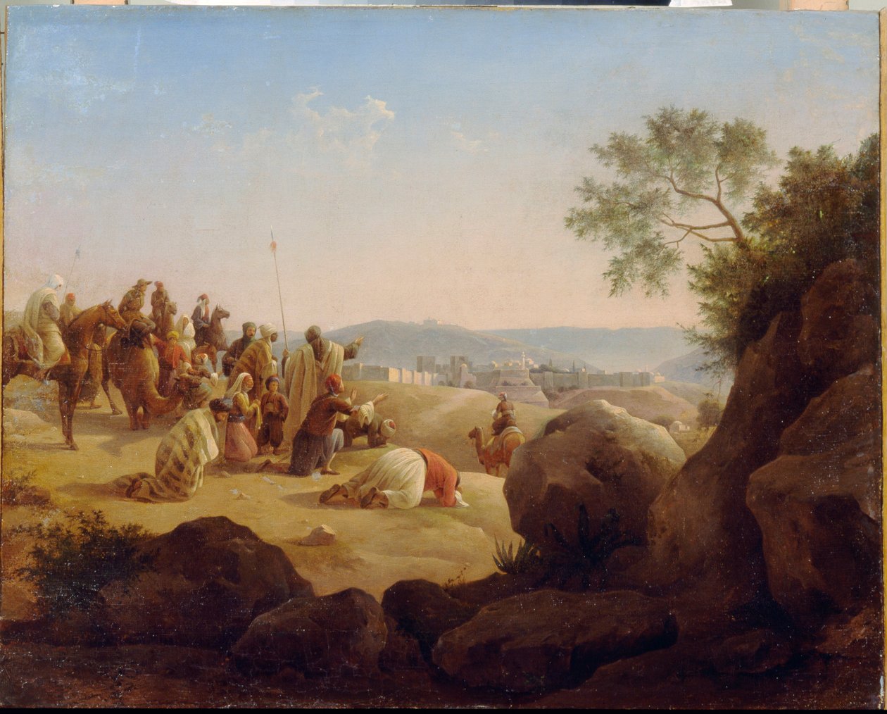 Peregrinos em frente de Jerusalém (Israel). Pintura de Nikanor Grigoryevich Tschernezoff (ou Chernetsov ou Cernecov ou Chernitsov ou Chernetsov de Nikanor Grigorievich Tschernezoff