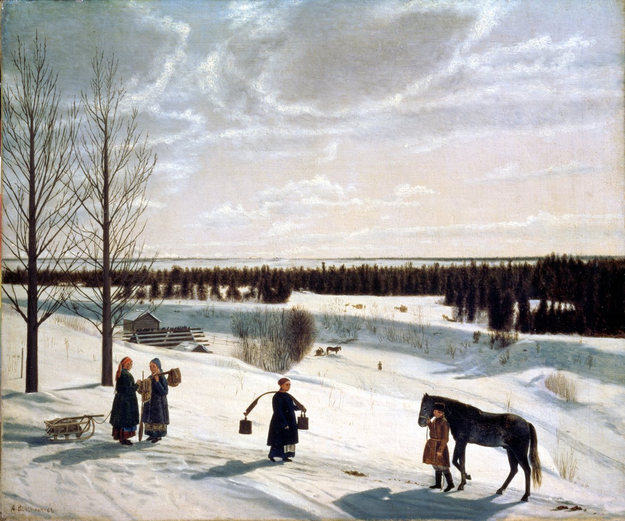 Paisagem de inverno ou inverno russo, 1827 de Nikifor Stepanovich Krylov