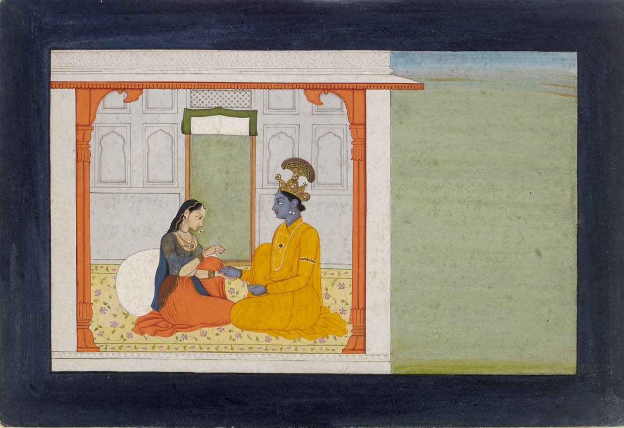 A nayika comenta sobre o novo anel de seu amante, 1780-1785 de Nikka