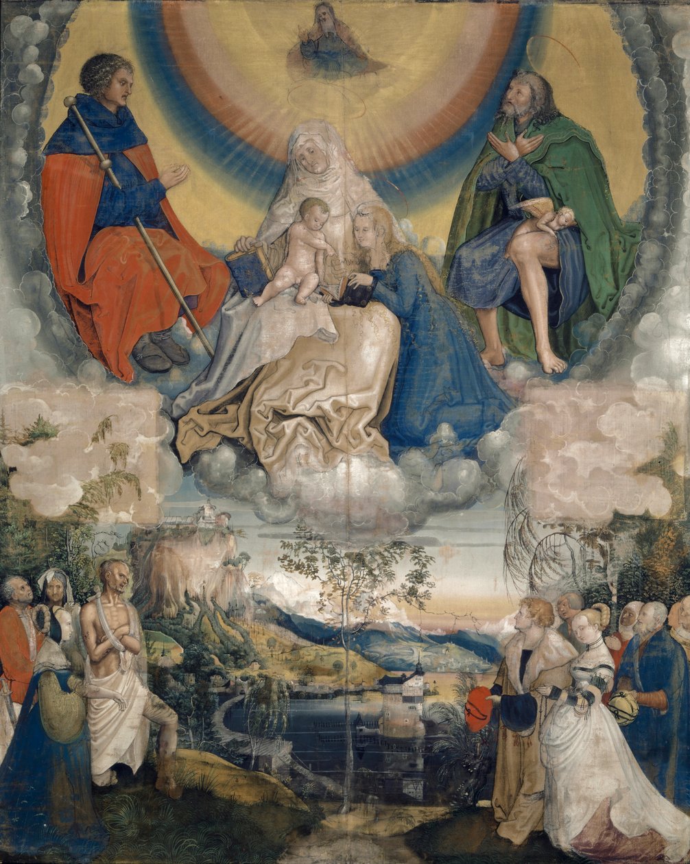 Santa Ana com a Virgem e o Menino, São Tiago o Grande e São Roque como Intercessores pela Humanidade Montada pela Peste, 1514-15 de Niklaus Manuel