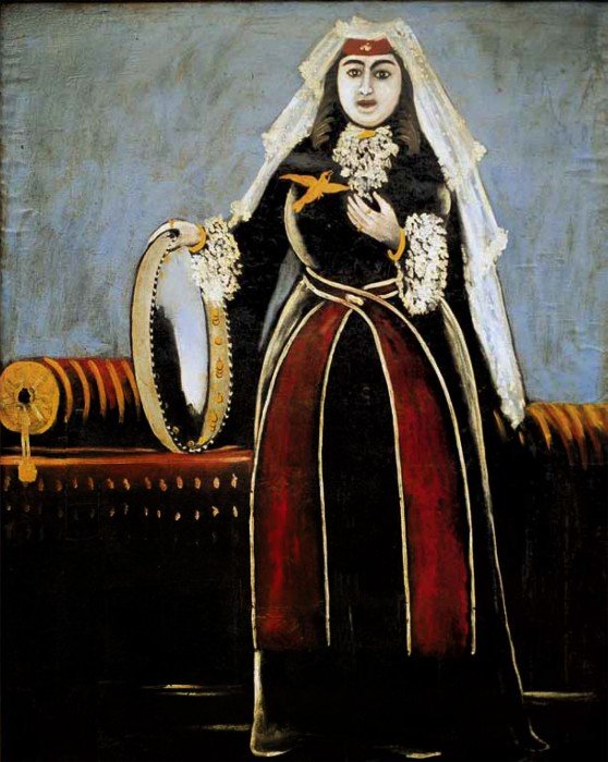  Uma mulher georgiana com Tamboreen de Niko Pirosmani