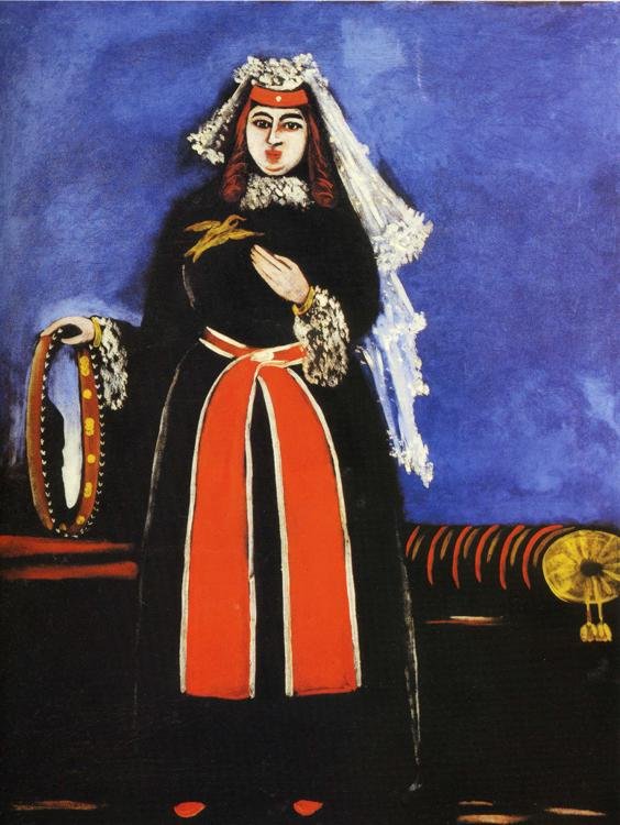  Uma mulher georgiana com Tamboreen de Niko Pirosmani