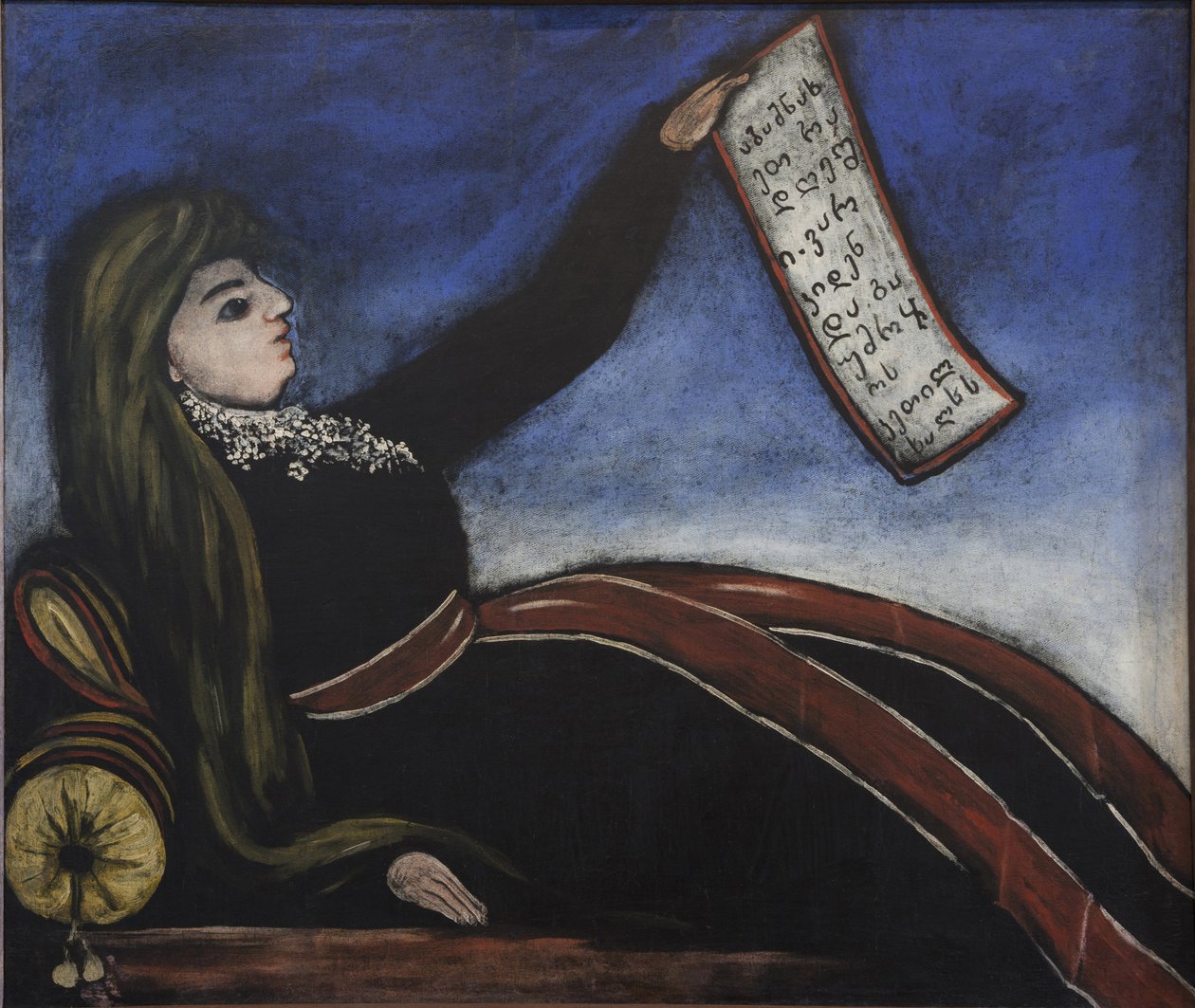 Femme georgienne sur un canape - Mulher georgiana num sofá par Pirosmani (Pirosmanashvili), Niko (1862-1918). Óleo sobre oleado, tamanho : 99x106 de Niko Pirosmanashvili