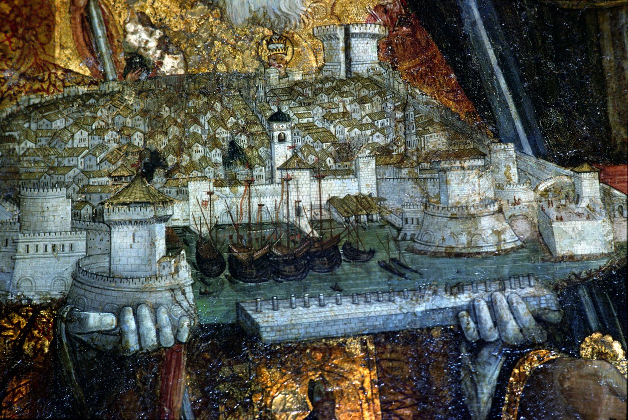 A cidade murada transportada por St. Blaise (detalhe) (ver 136814) de Nikola Bozidarovic
