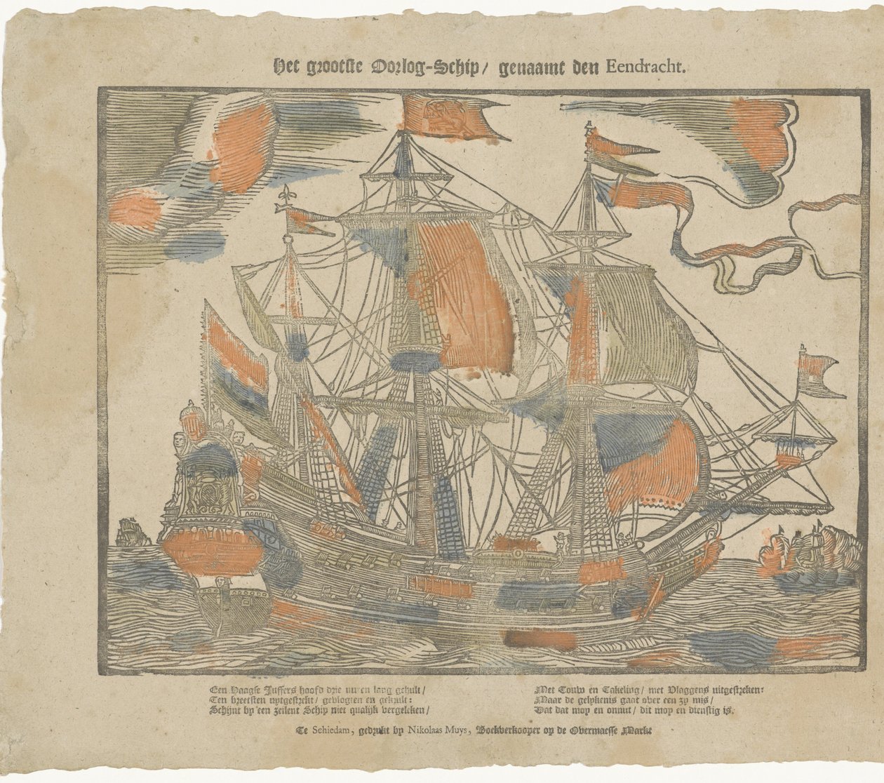 O maior navio de guerra / chamado den Eendracht (título no objeto) de Nikolaas Muys