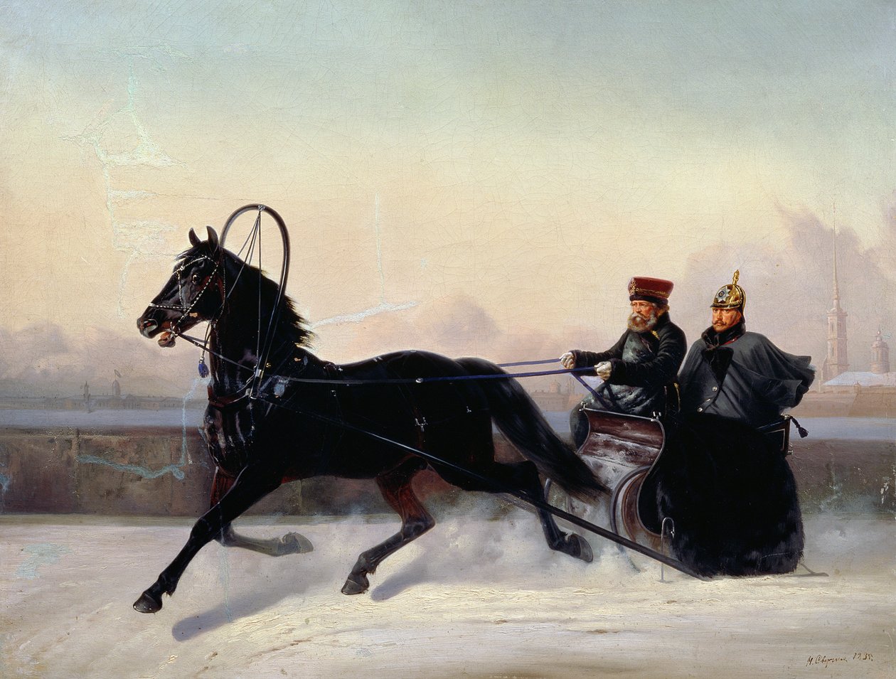Imperador Nicolau I (1796-1855) Dirigindo em um trenó de Nikolai Egorevich Sverchkov