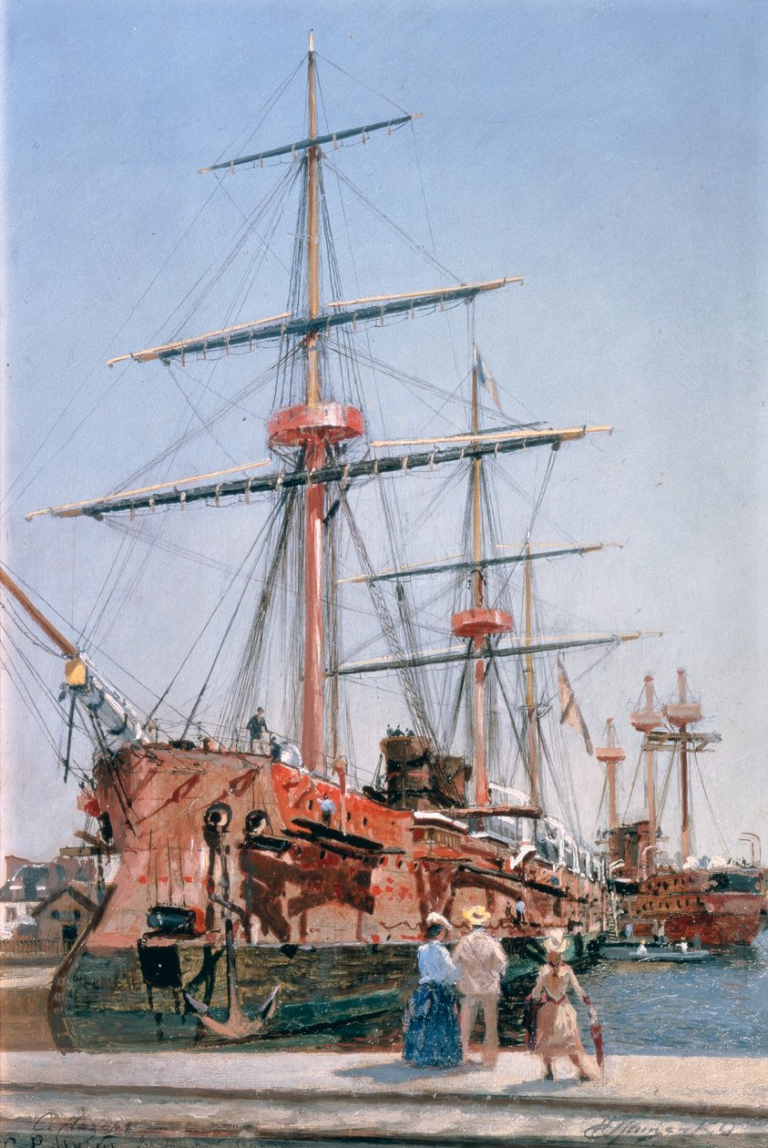 Edifício do Batalha Naval "Almirante Kornilov" na Bretanha, 1889 de Nikolai Nikolaevich Gritsenko