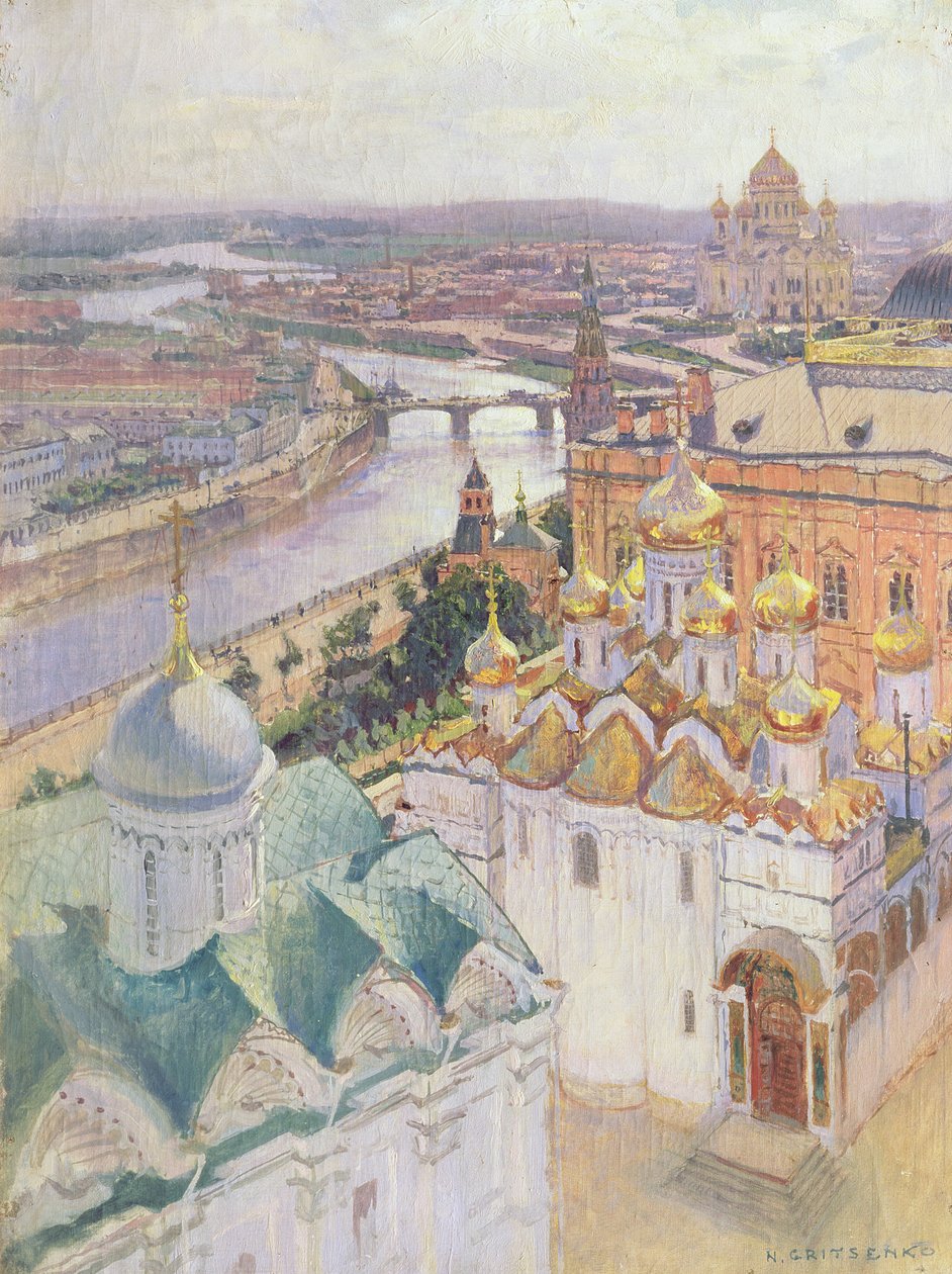 Vista de Moscou da torre do sino de Ivan o grande, 1896 de Nikolai Nikolaevich Gritsenko