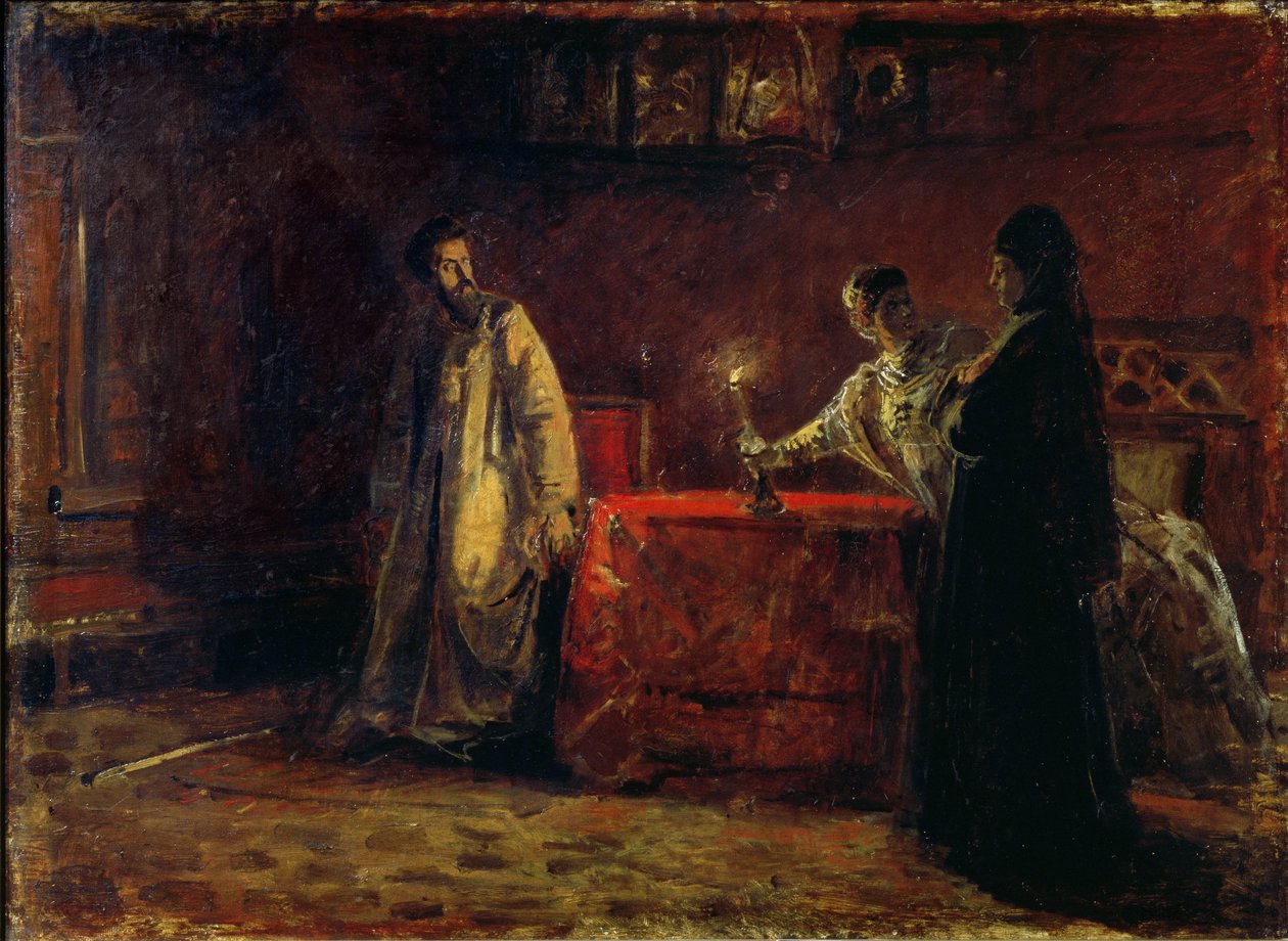 Czar Boris Godunov (1551-1605) e Tsarina Martha, 1874 de Nikolai Nikolajevitch Gay