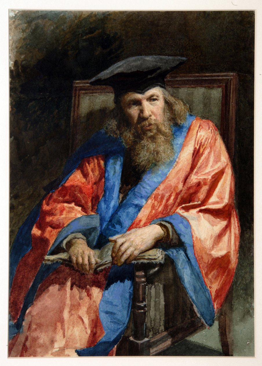 Retrato de Dmitri Mendeleev no vestido da Universidade de Edimburgo de Nikolai Aleksandrovich Yaroshenko