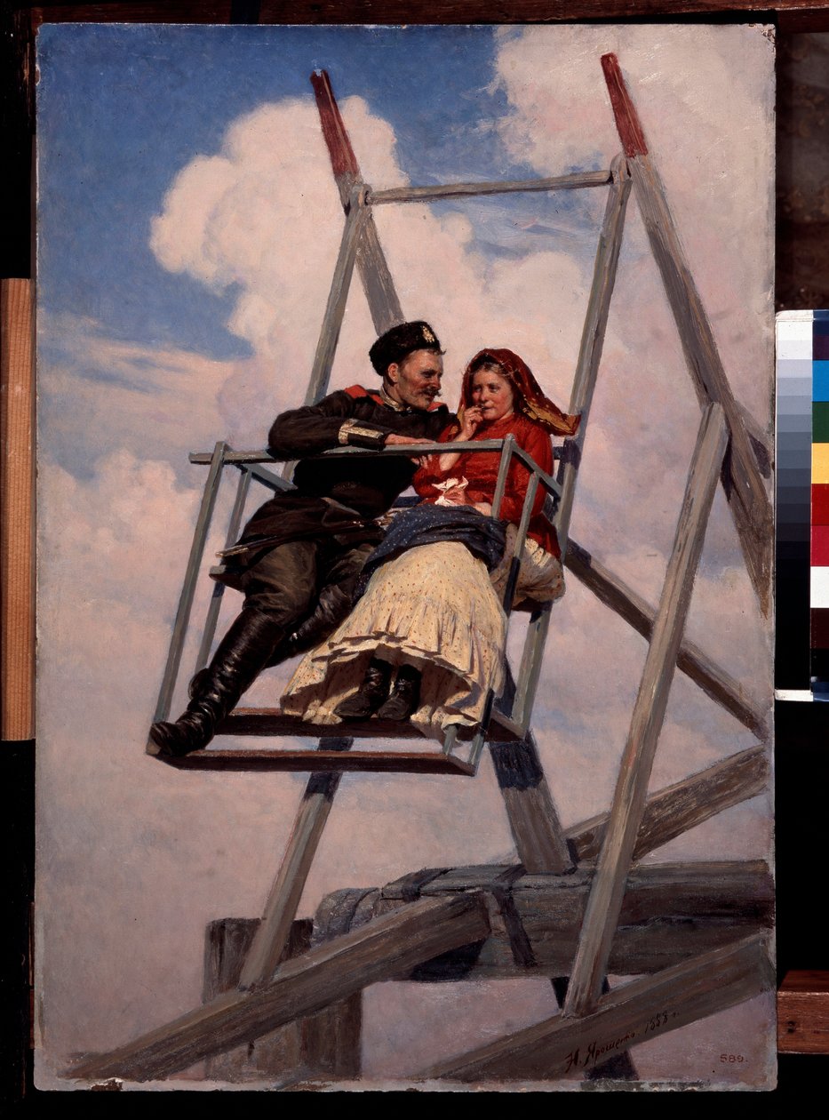 Sobre o Swing - Pintura de Nikolai Alexandrovich Yaroshenko (Yarochenko) (1846-1898), óleo sobre tela de Nikolai Aleksandrovich Yaroshenko