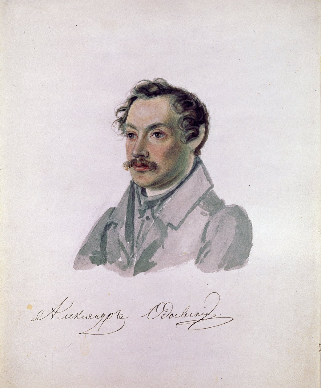 Portrait du poete et decabriste Comte Alexander I.Odoevsky (1802-1839) (decabrisme) (Retrato do poeta, conde dezembrista Alexander I. Odoevsky). Pintura de Nikolai Alexandrovich Bestuzhev (1791-1855). Aquarelle sur papier, 22,2 x 17,8 cm de Nikolai Alexandrovich Bestuzhev