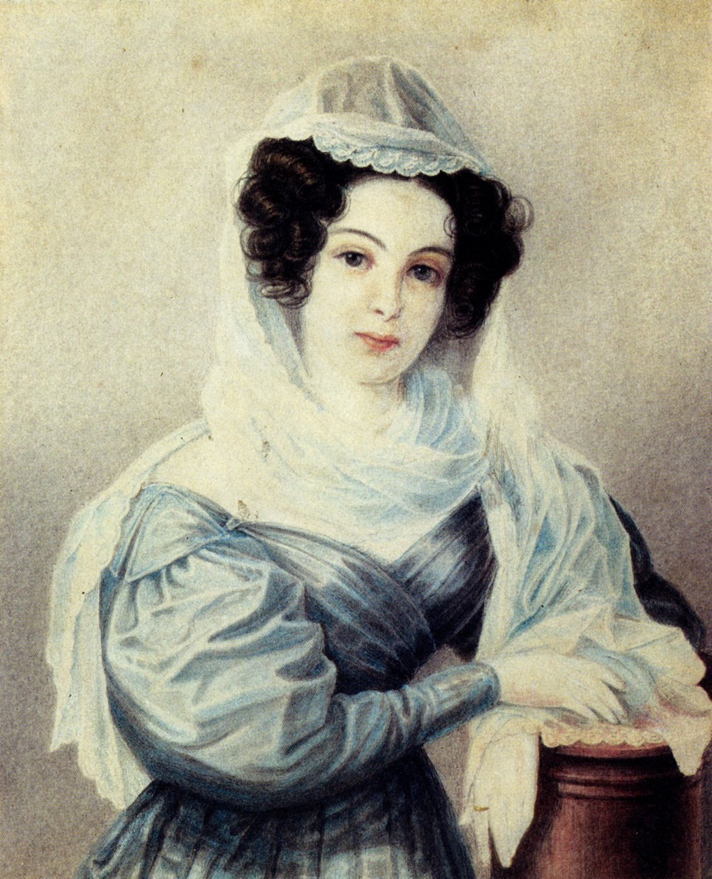 Retrato de Camilla Ivasheva Le Dantieau 1808-1839, esposa de Decembrist Vasily Ivashev, 1834 de Nikolai Alexandrovich Bestuzhev