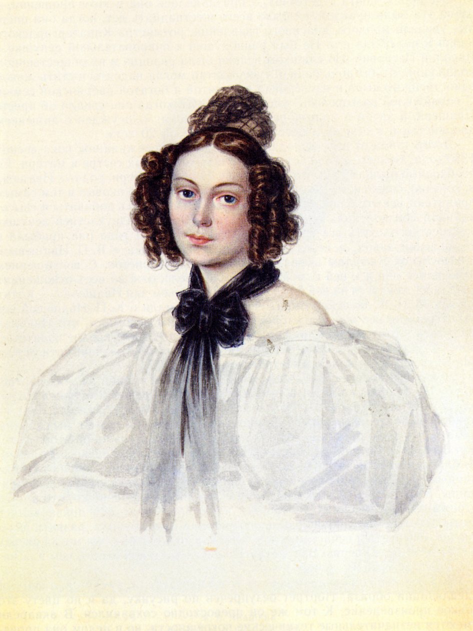 Retrato de Camilla Ivasheva Le Dantieau 1808-1839, esposa de Decembrist Vasily Ivashev, 1831 de Nikolai Alexandrovich Bestuzhev
