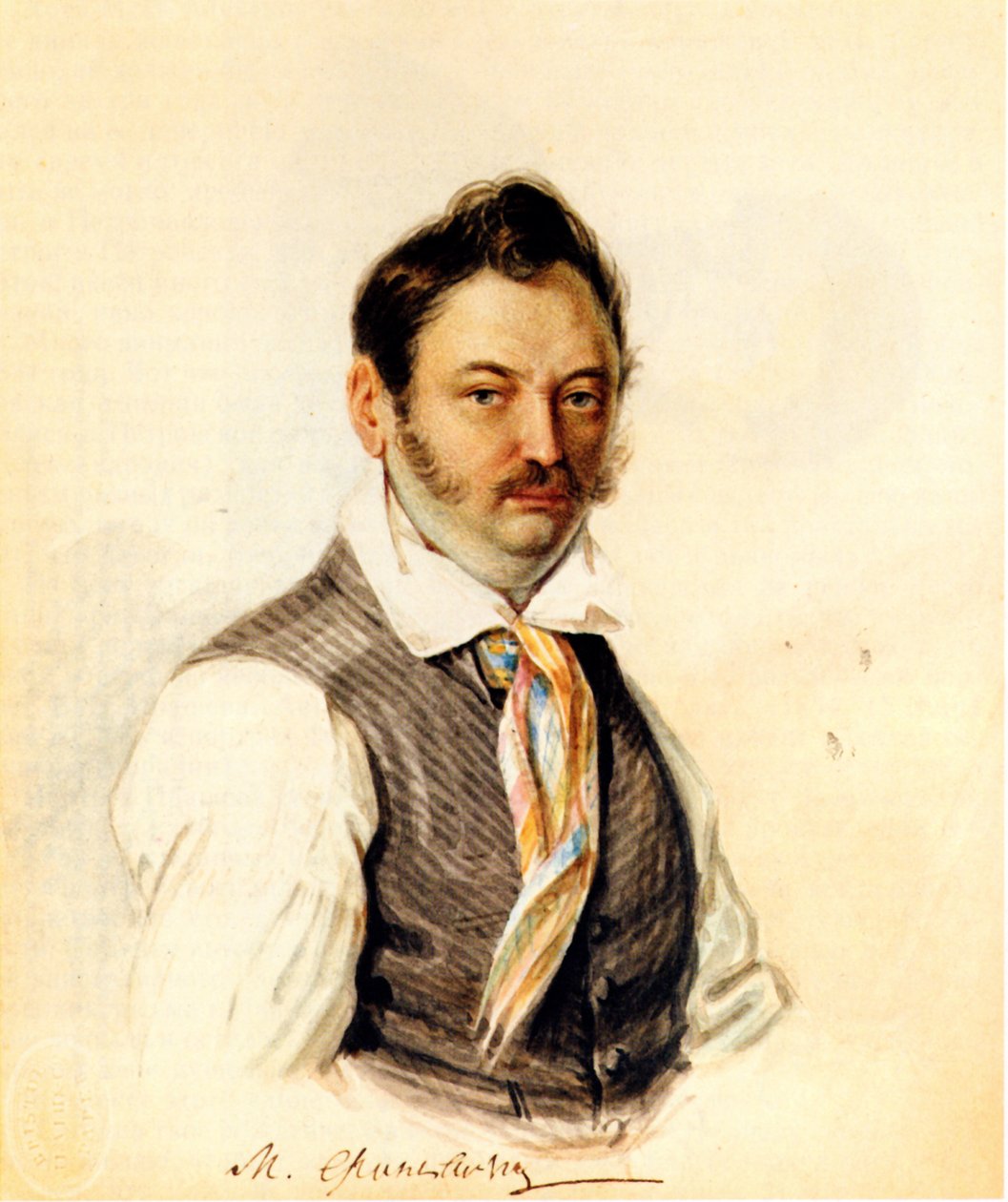 Retrato de Dezembrista Fonvizin Michail A. Fonvizin 1787-1854, 1834 de Nikolai Alexandrovich Bestuzhev