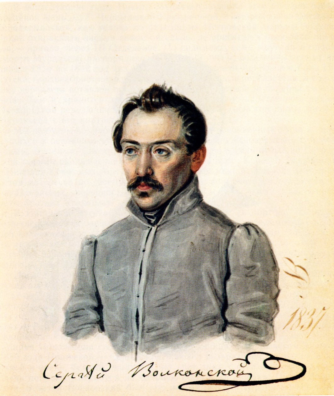 Retrato do conde dezembrista Sergey Volkonsky 1788-1865, 1837 de Nikolai Alexandrovich Bestuzhev