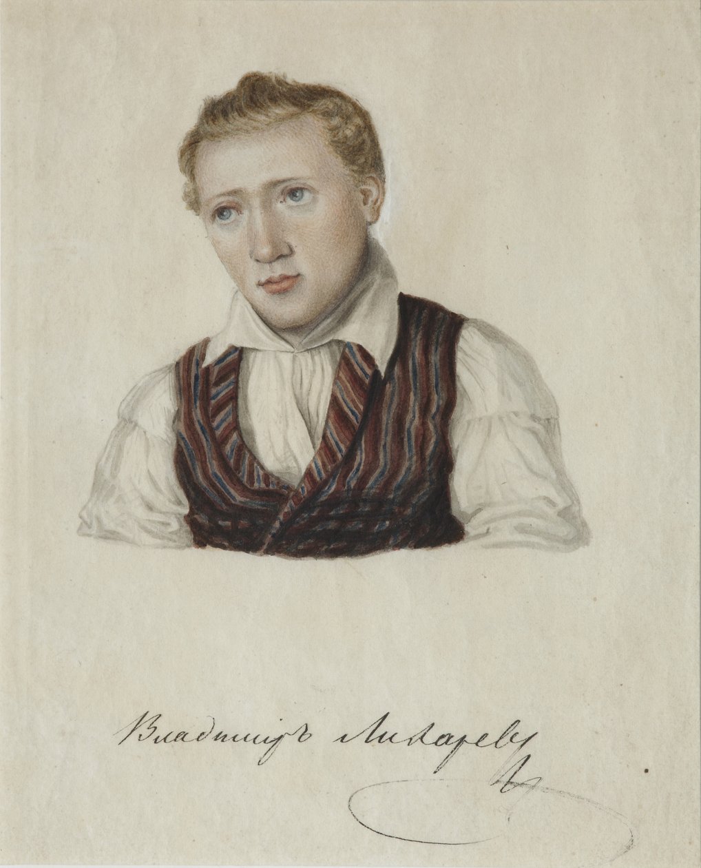 Retrato do dezembrista Vladimir Nikolayevich Likharev 1803-1840, 1828 de Nikolai Alexandrovich Bestuzhev