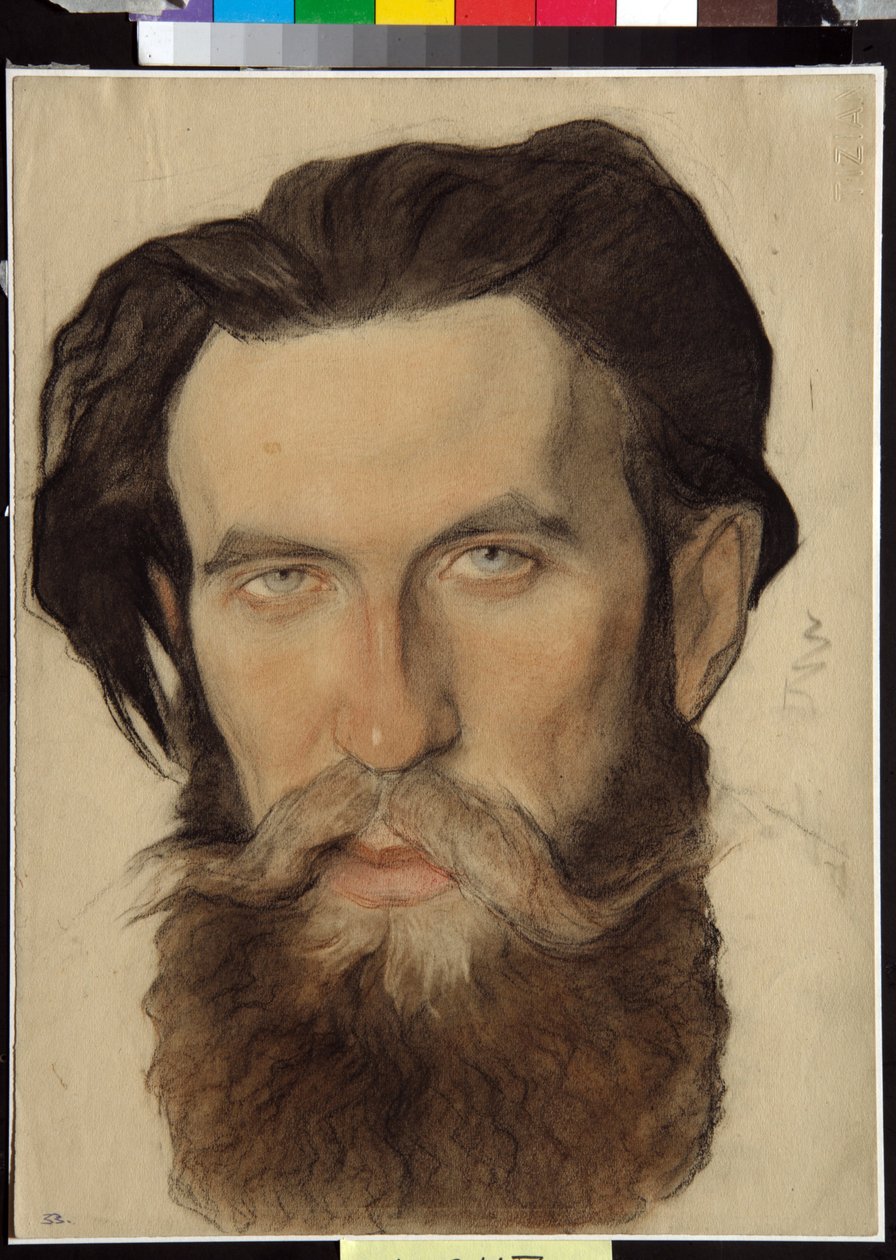 Retrato de Otto Yulievitch Schmidt (1891-1956), cientista soviético (Otto Y.Schmidt) - Desenho de Nikolai Andreevich Andreev (1873-1932) Sangue e giz sobre papel (32,4x24,1) de Nikolai Andreevich Andreev