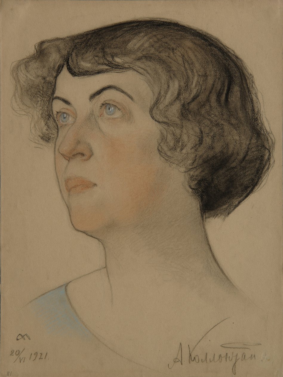 Retrato de Alexandra Mikhailovna Kollontai 1872-1952, 1921 de Nikolai Andreevich Andreev