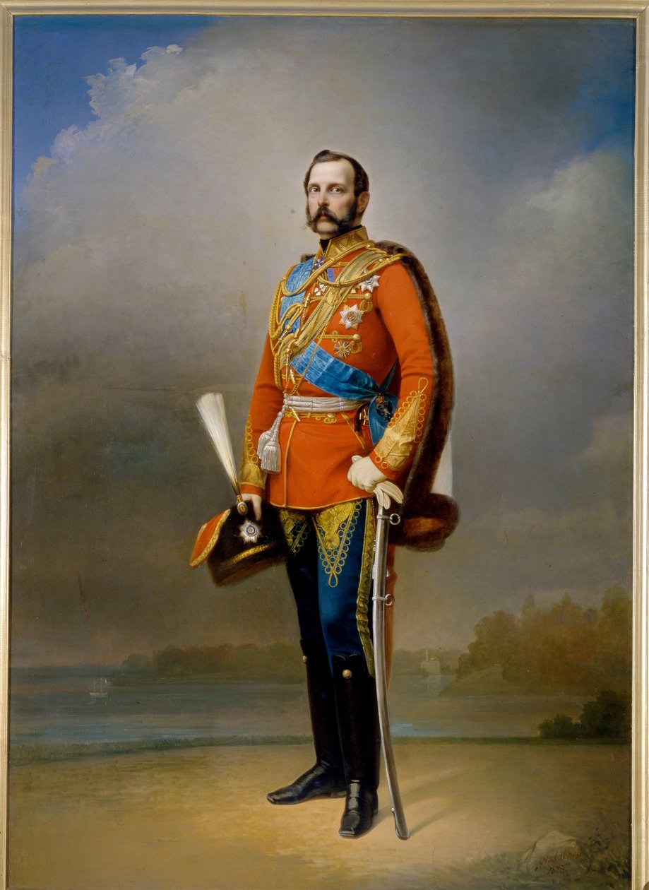 Retrato do Imperador Alexandre II da Rússia (1818-1881) (conhecido como O Libertador). Pintura de Nikolai Andreevich Lavrov (1820-1875), óleo sobre tela de Nikolai Andreevich Lavrov