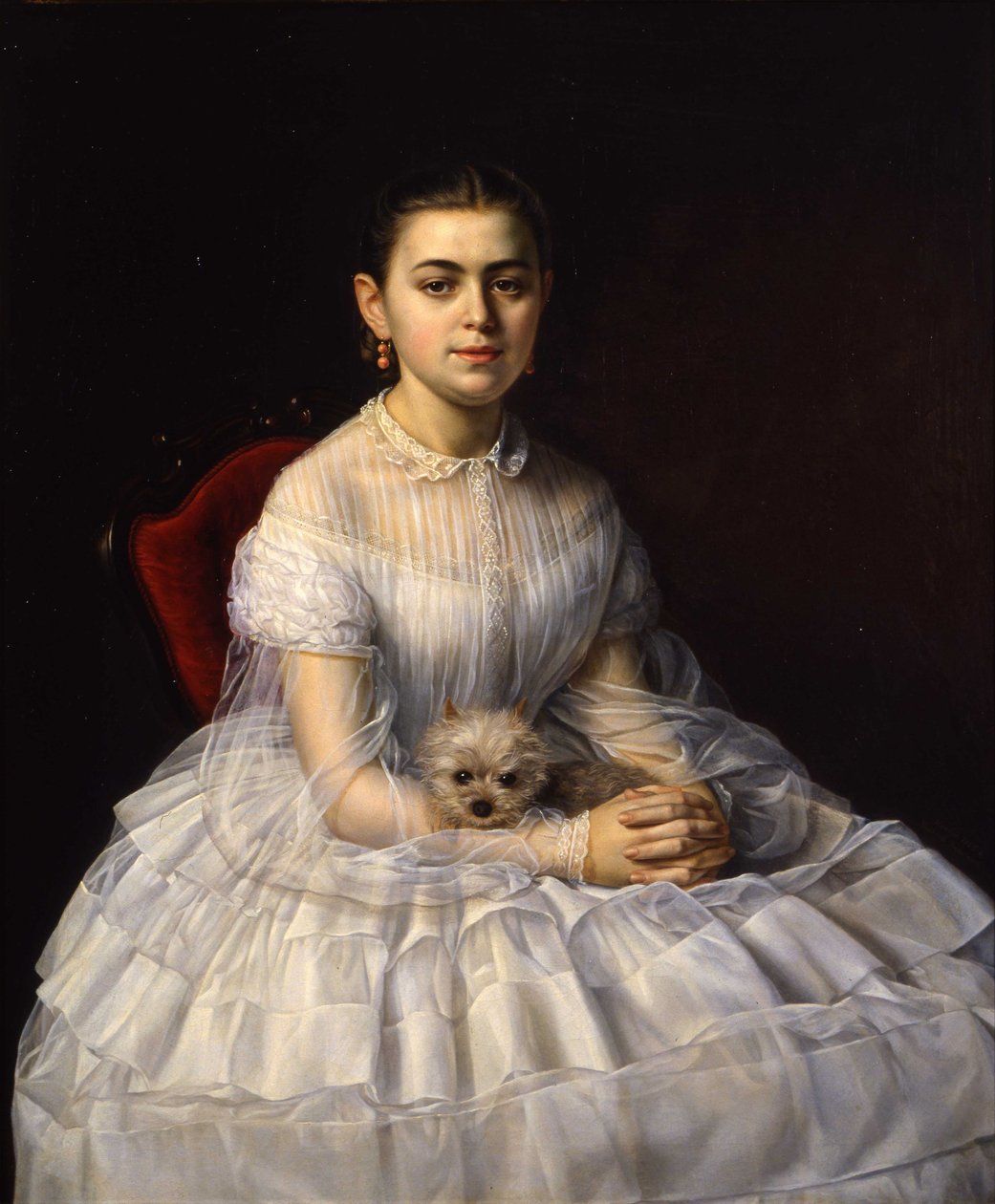 Retrato de Varvara Alexandrovna Morozova, nascida Khludova 1848-1917, 1865. de Nikolai Andreyanovich Zavaruev