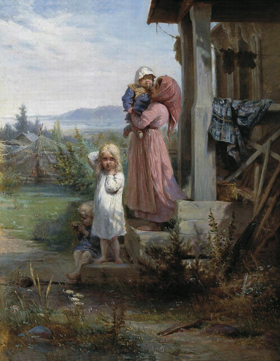 Manhã em uma vila, década de 1880 de Nikolai Andreyevich Koshelev