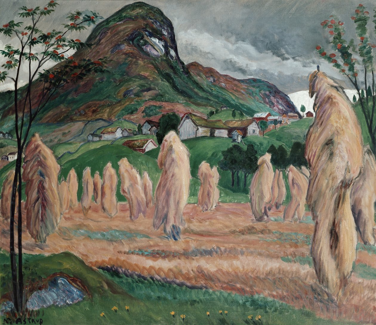 Humidade de outono e roldanas errantes num poste de Nikolai Astrup