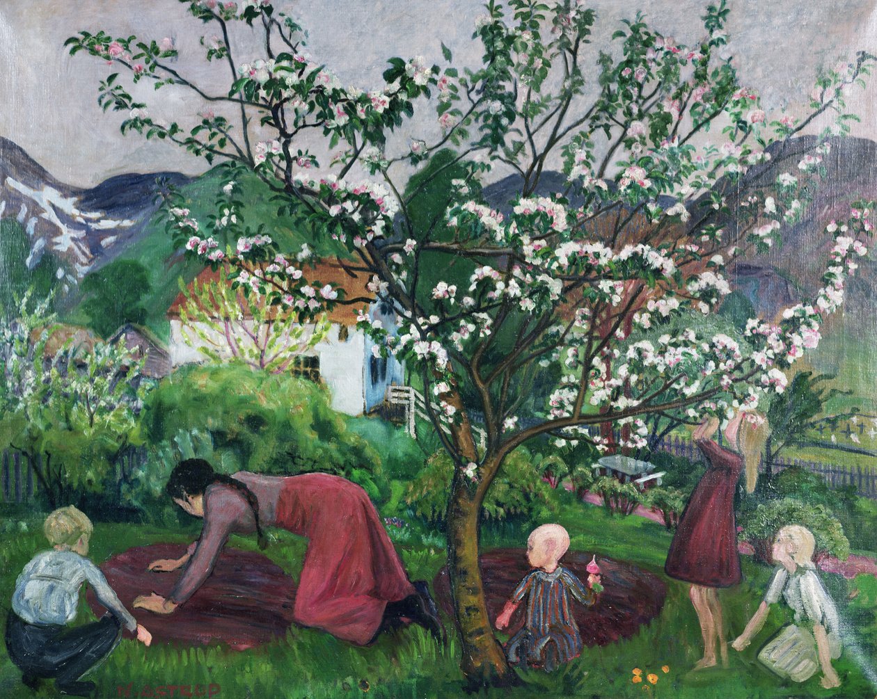 No Jardim, c.1914-15 (óleo sobre tela) de Nikolai Astrup