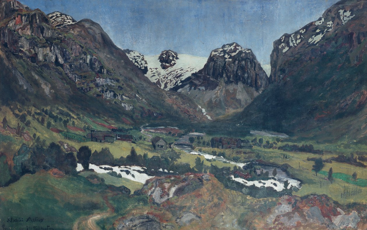 Noite de junho na aldeia de montanha de Nikolai Astrup