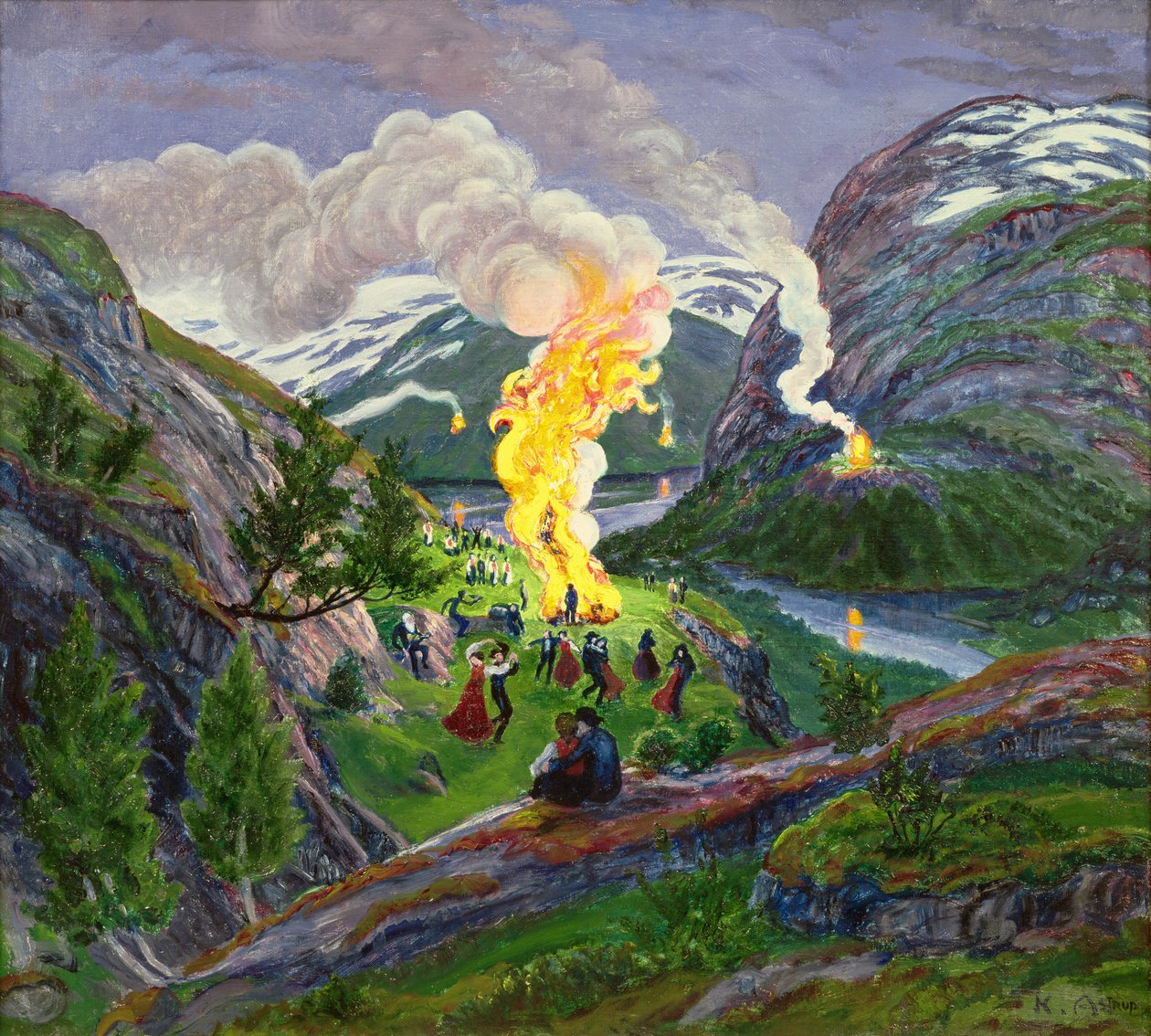 Midsummer Fire (óleo sobre tela) de Nikolai Astrup