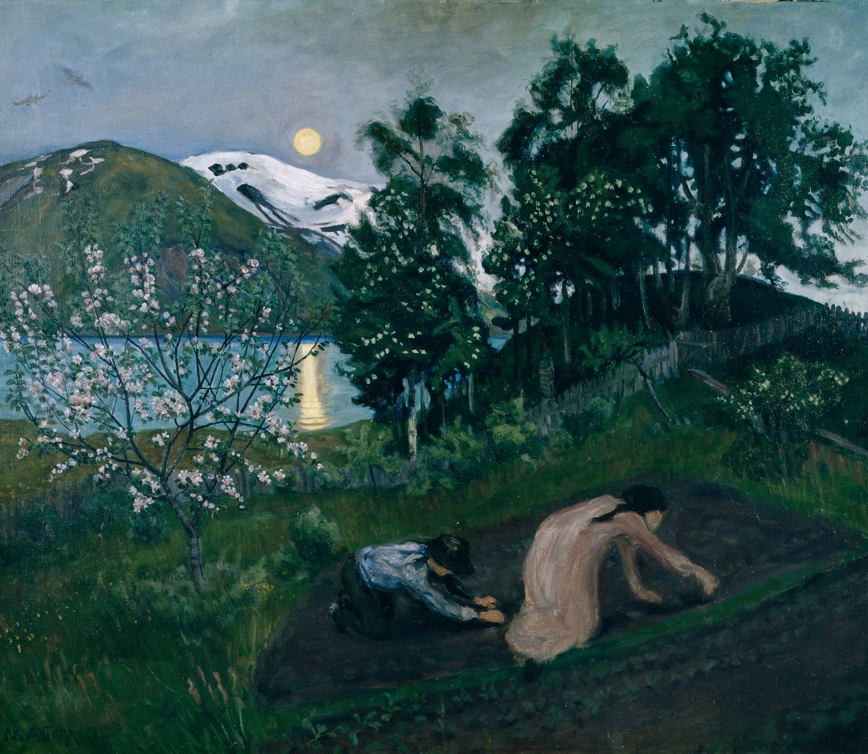 Noite de Primavera no jardim, Trabalho nocturno no jardim de Nikolai Astrup