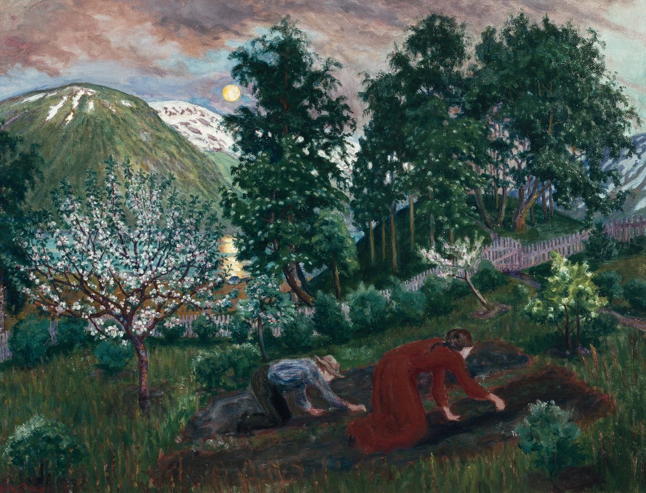 Noite de Primavera no jardim, c. 1908 de Nikolai Astrup