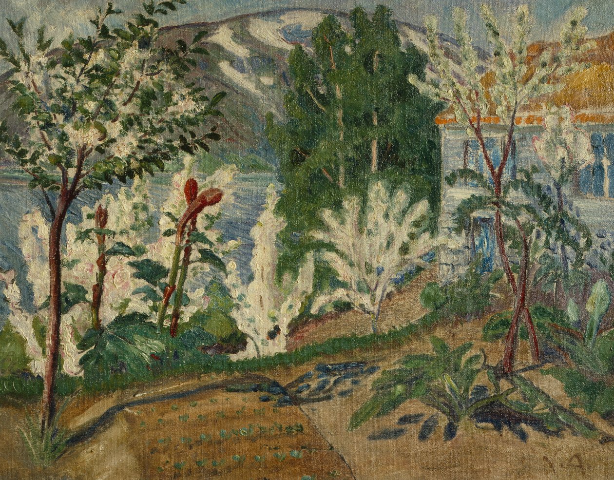 White Flowers da Jølstervannet (óleo sobre tela) de Nikolai Astrup