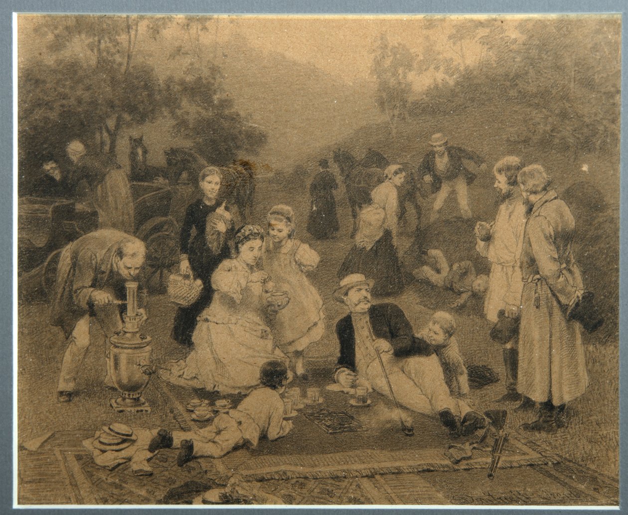 Tea Party do proprietário de Nikolai Dmitrievich Dmitriev Orenburgsky