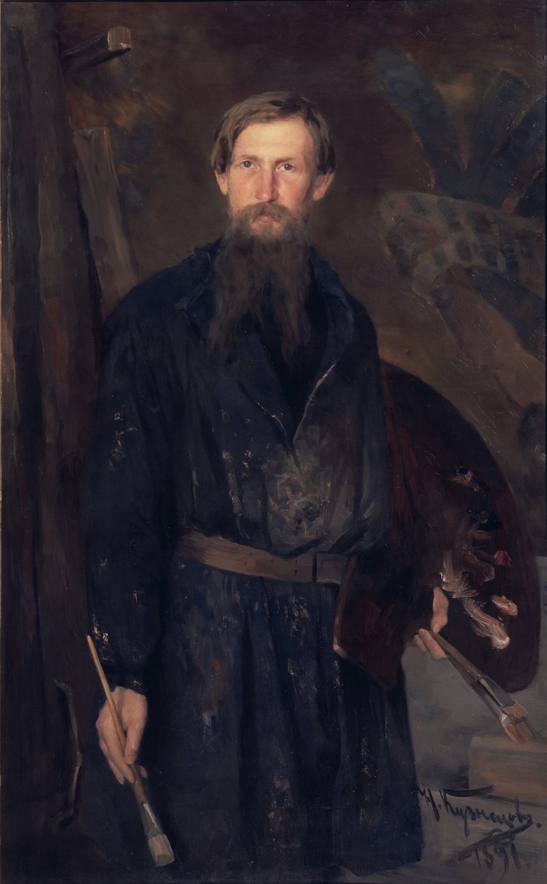 Retrato do artista Viktor Vasnetsov 1848-1926, 1891 de Nikolai Dmitrievich Kuznetsov