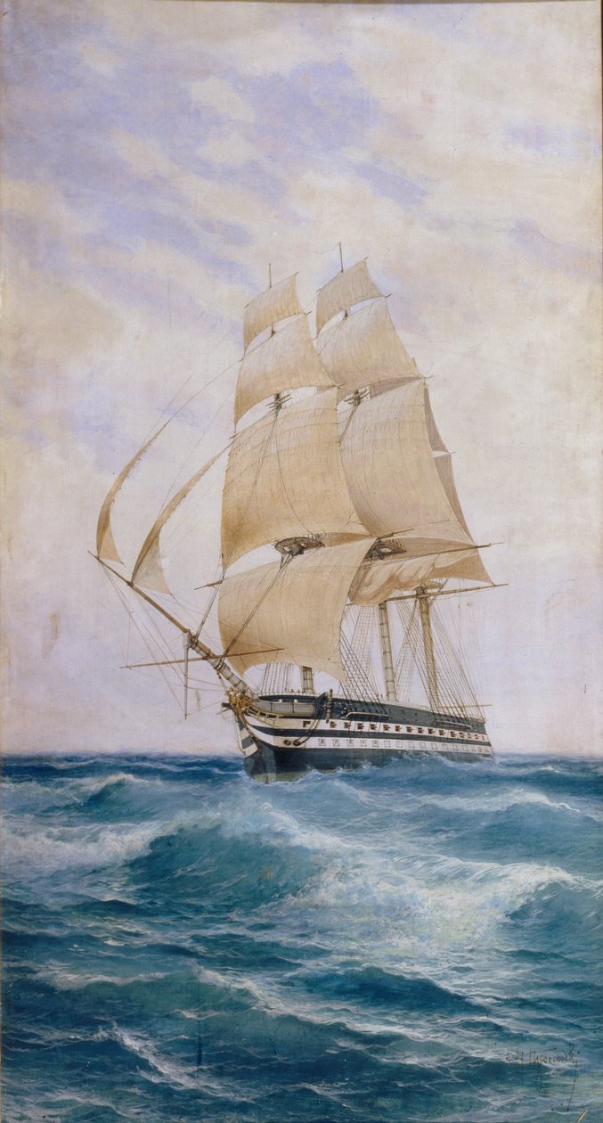 O navio na linha Imperatritsa Mariya, década de 1890 de Nikolai Dmitryevich Prokofyev