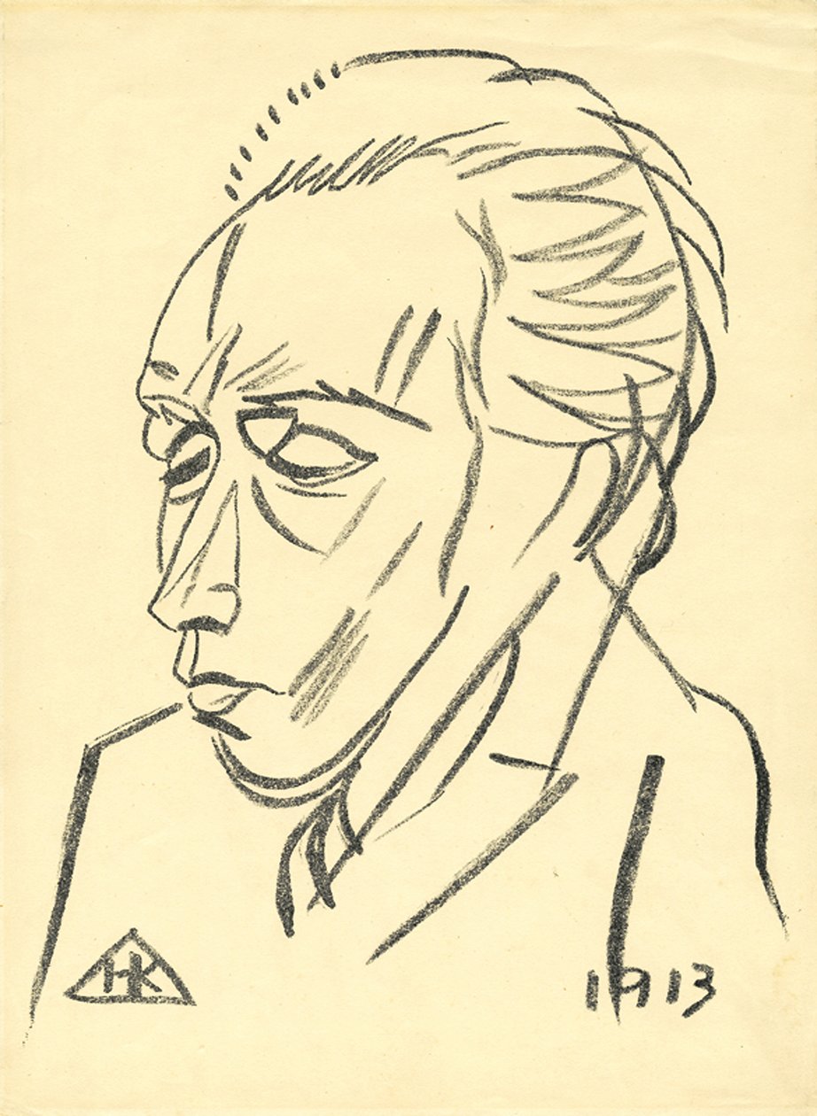 Retrato do poeta Velimir Khlebnikov 1885-1922, 1913 de Nikolai Ivanovich Kulbin