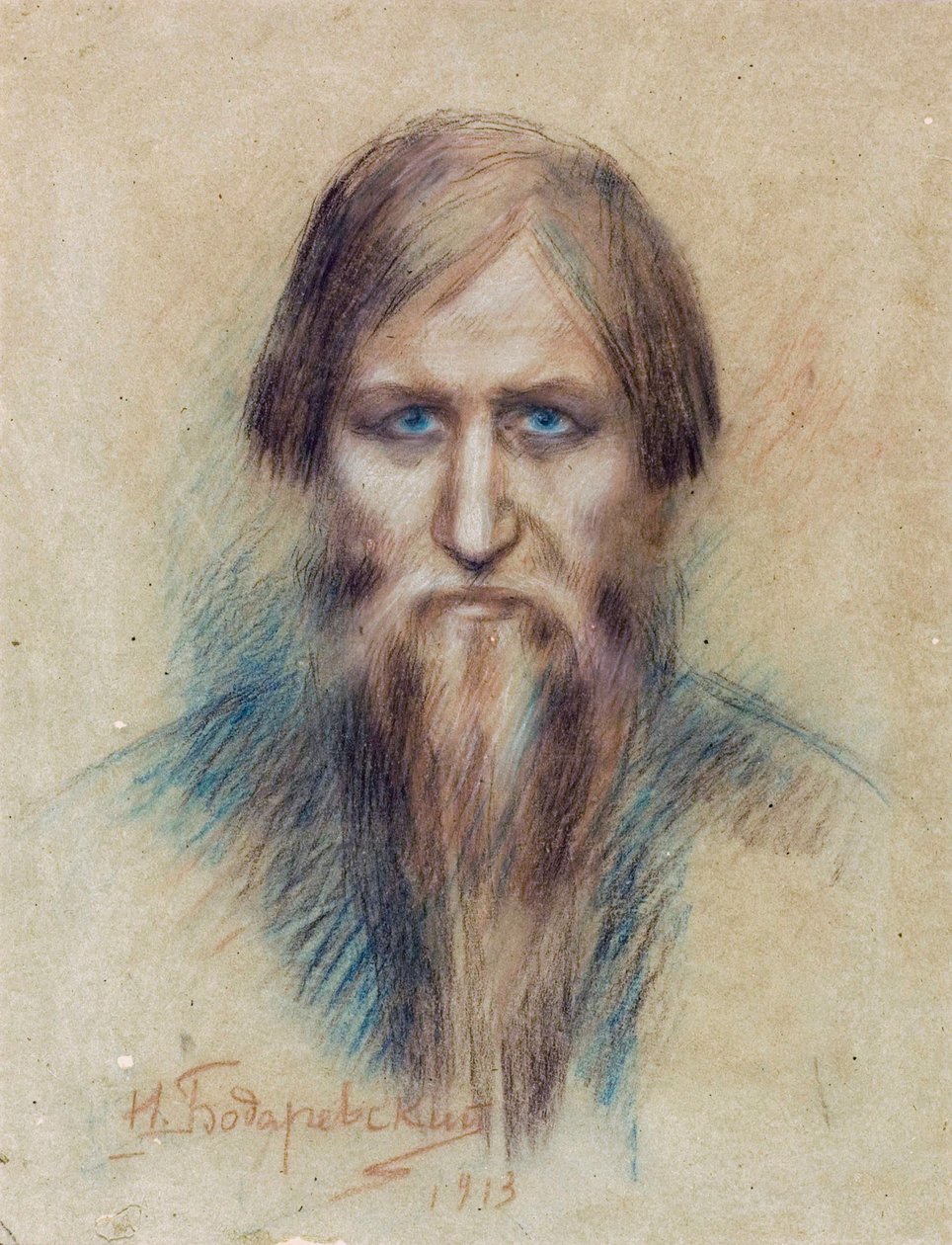 Retrato do místico russo Grigori Iefimovitch Rasputin de Nikolai K. Bodarevski
